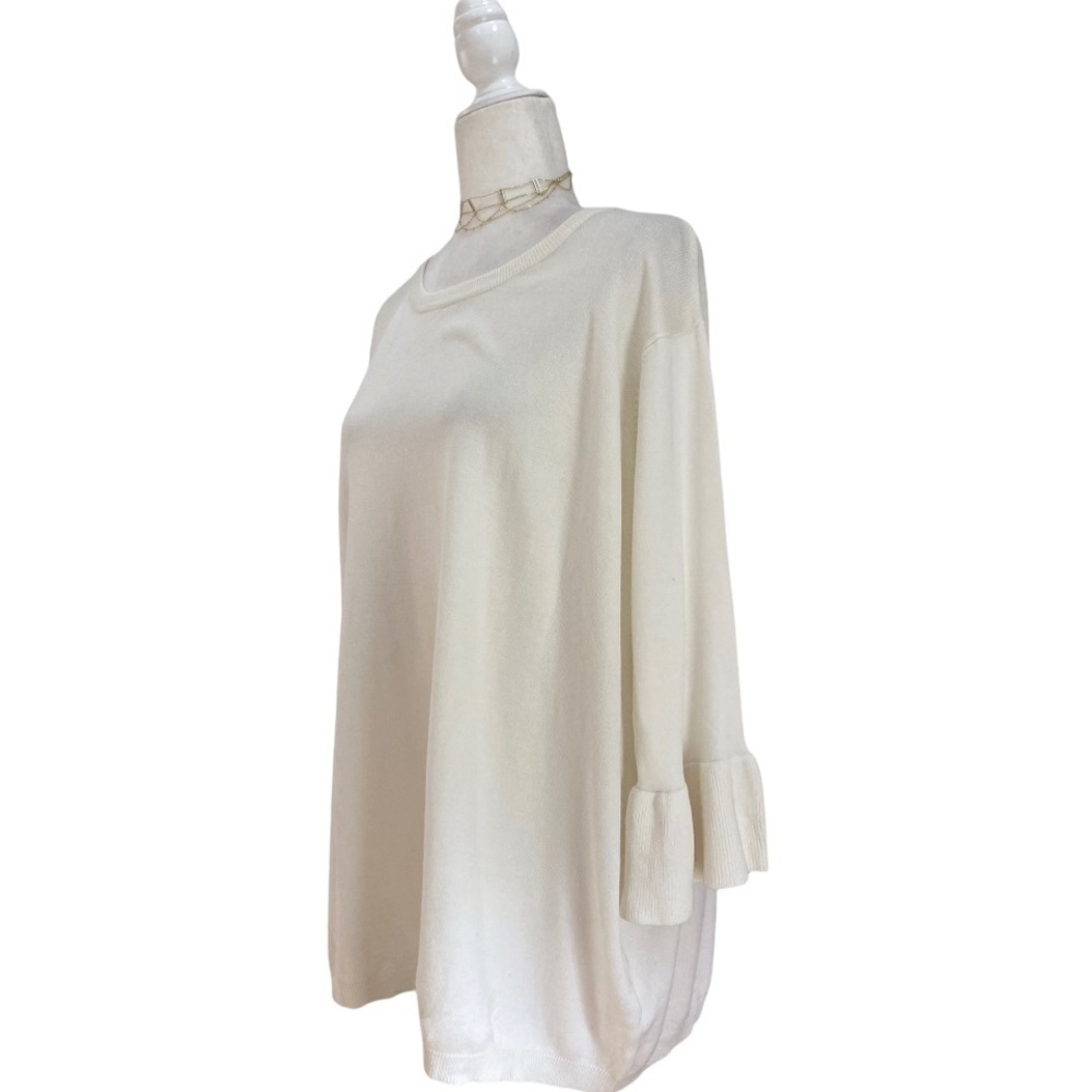 Capsule Ruffle Sleeve White Sweater NWT - Picture 2 of 7